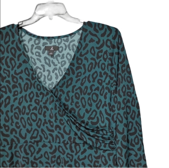 Jason Wu Green Leopard 3/4 Sleeve V Neck Midi Dress Women's Size Large L - Picture 4 of 8